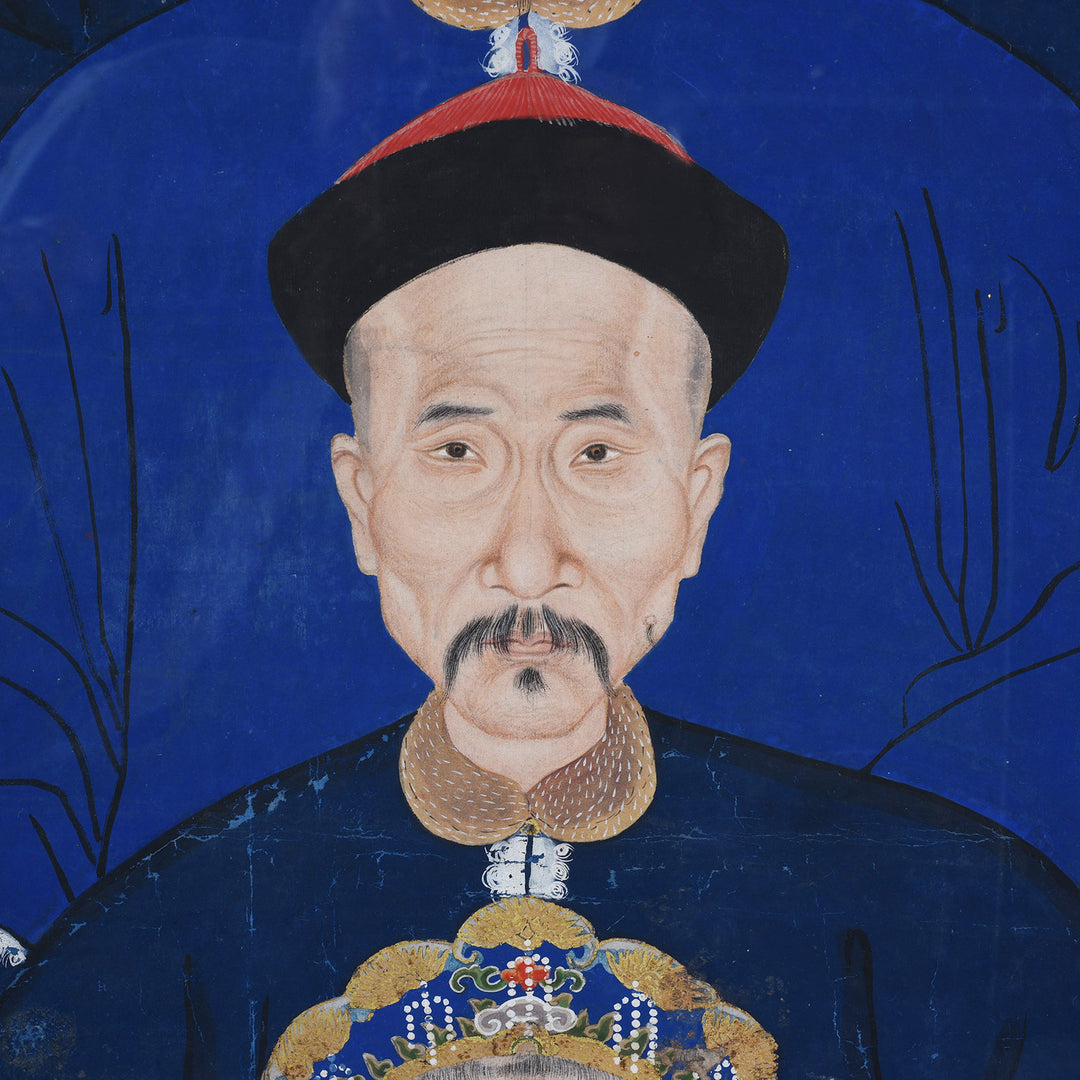 Artwork Detail From Antique Chinese Framed Ancestor Painting | Indigo Antiques