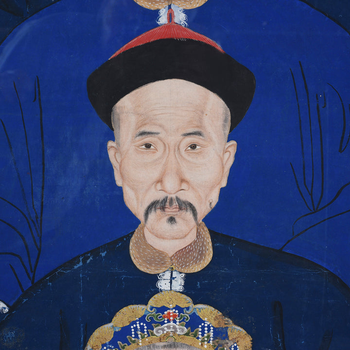 Artwork Detail From Antique Chinese Framed Ancestor Painting | Indigo Antiques