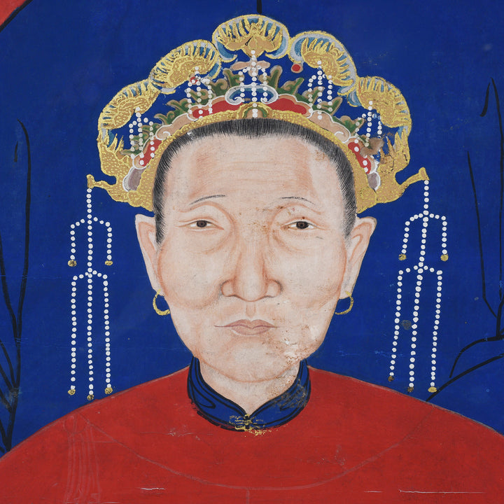 Artwork Detail From Antique Chinese Framed Ancestor Painting | Indigo Antiques