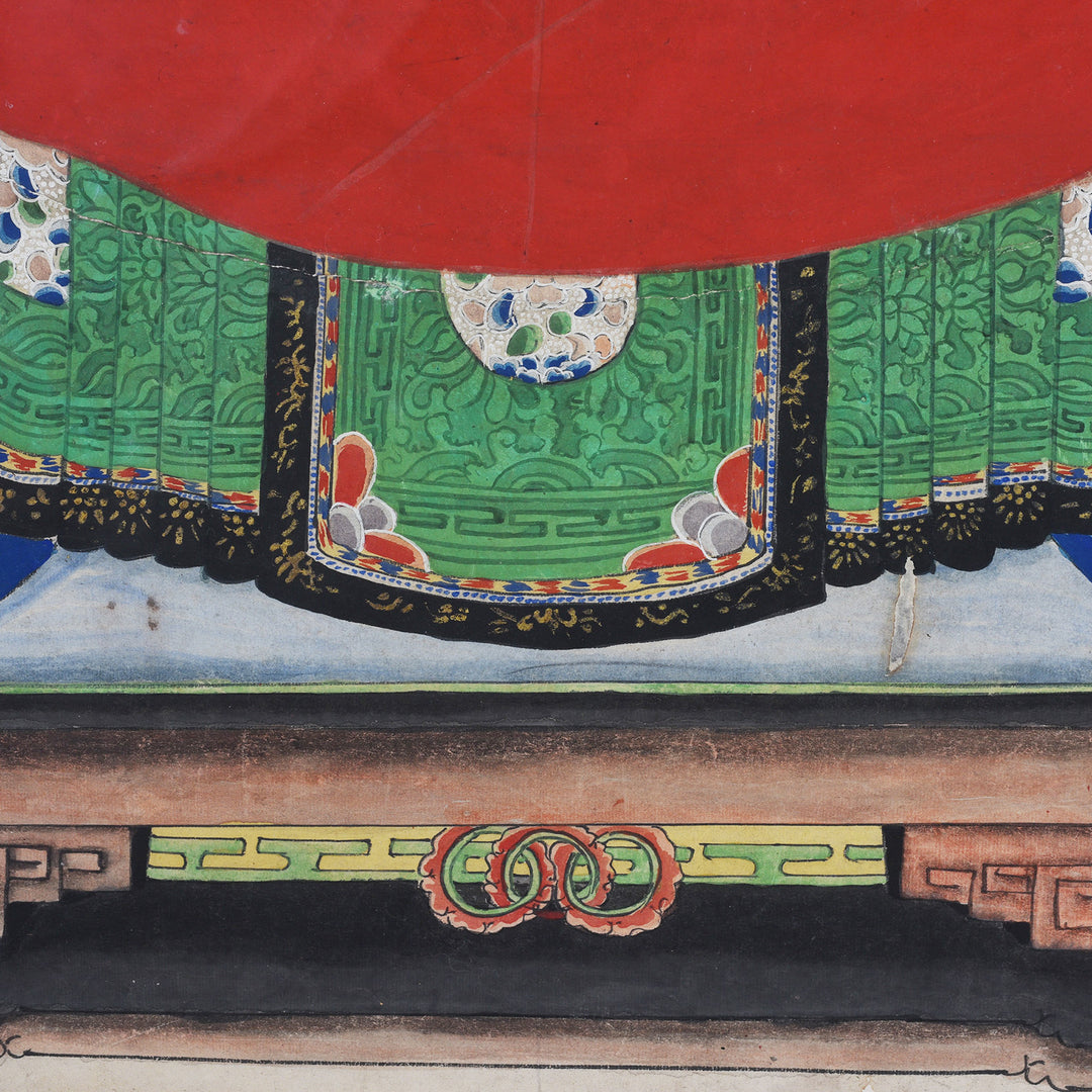 Artwork Detail From Antique Chinese Framed Ancestor Painting | Indigo Antiques