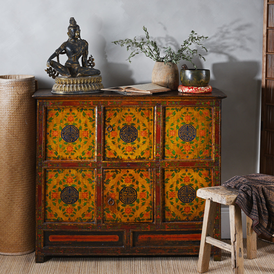 Antique Tibetan Painted Altar Cabinet | Indigo Antiques