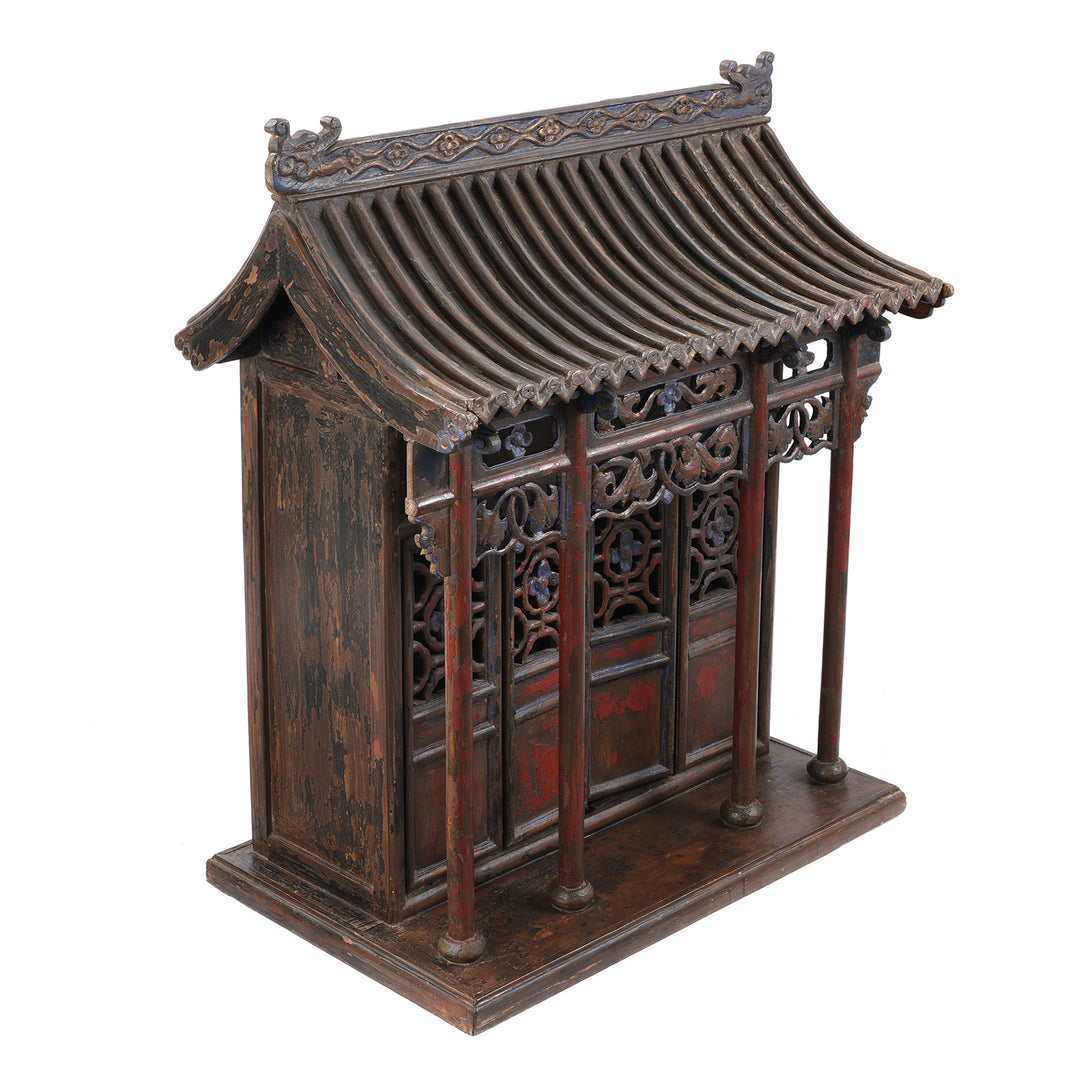 Angled View Of Vintage Buddhist Ancestor House Shrine From Shanxi | Indigo Antiques