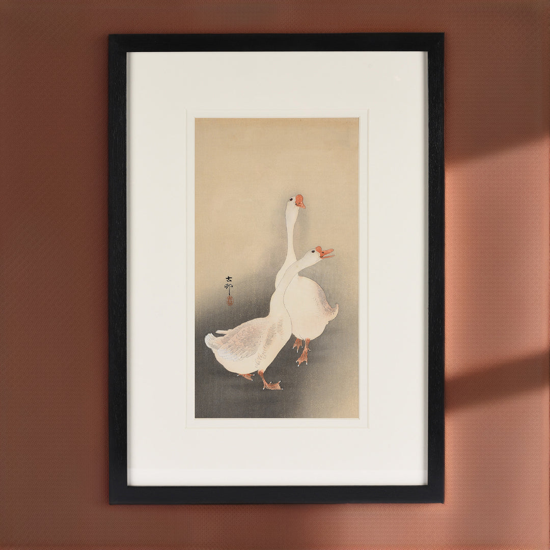 Old Japanese Woodblock Print of Geese By Ohara Koson - Early 20thC