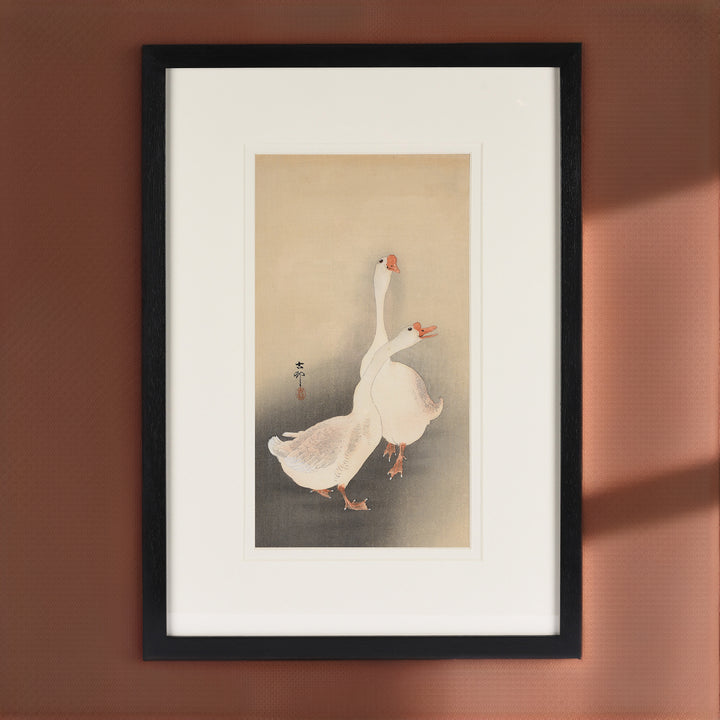 Old Japanese Woodblock Print of Geese By Ohara Koson - Early 20thC