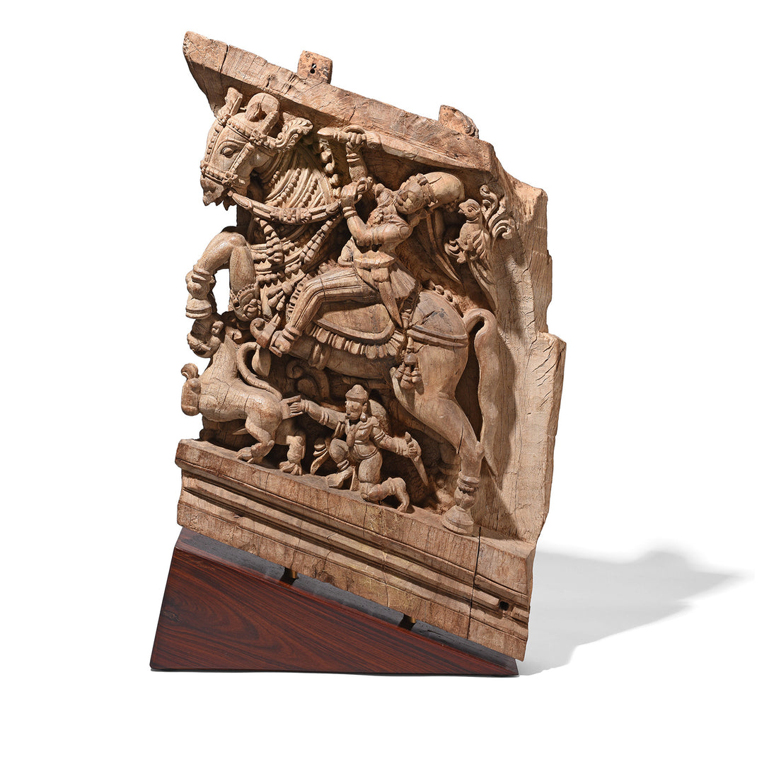 Antique Horse Chariot Carving From Tamil Nadu | Indigo Antiques