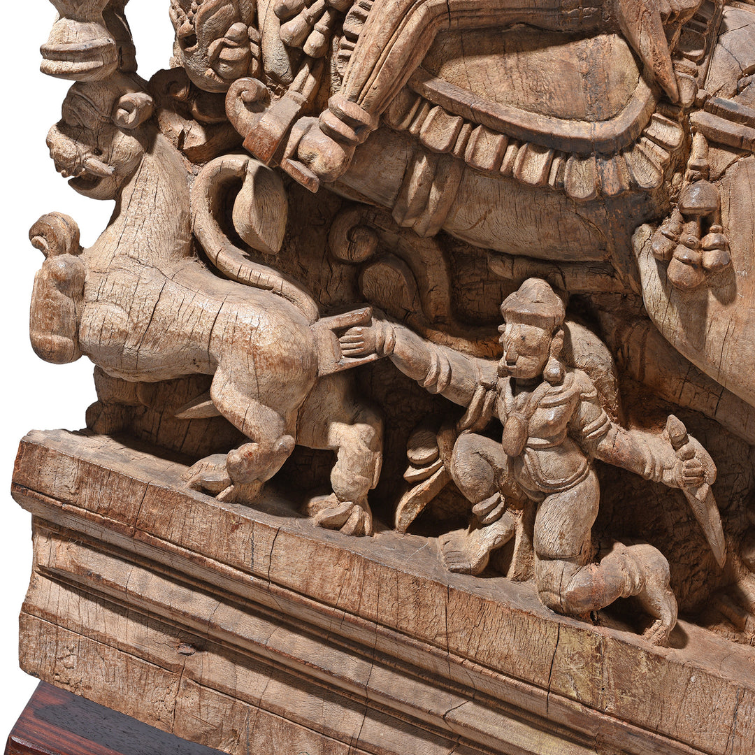 Character Detail From Antique Horse Chariot Carving From Tamil Nadu | Indigo Antiques