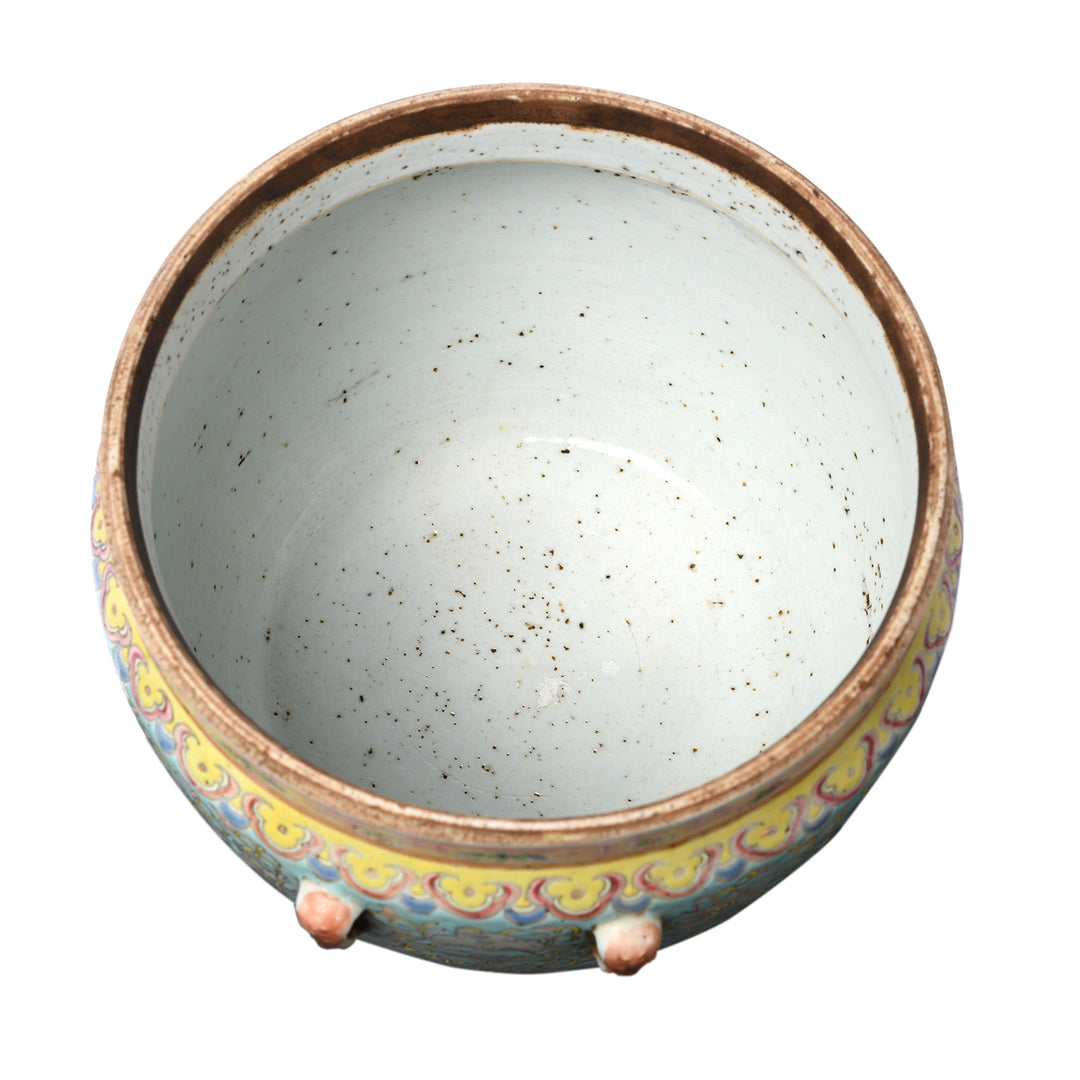 Interior Of Antique Chinese Famille Rose Pot & Cover - 19th Century | Indigo Antiques