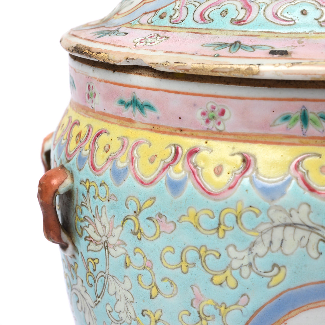 Detail From Antique Chinese Famille Rose Pot & Cover - 19th Century | Indigo Antiques