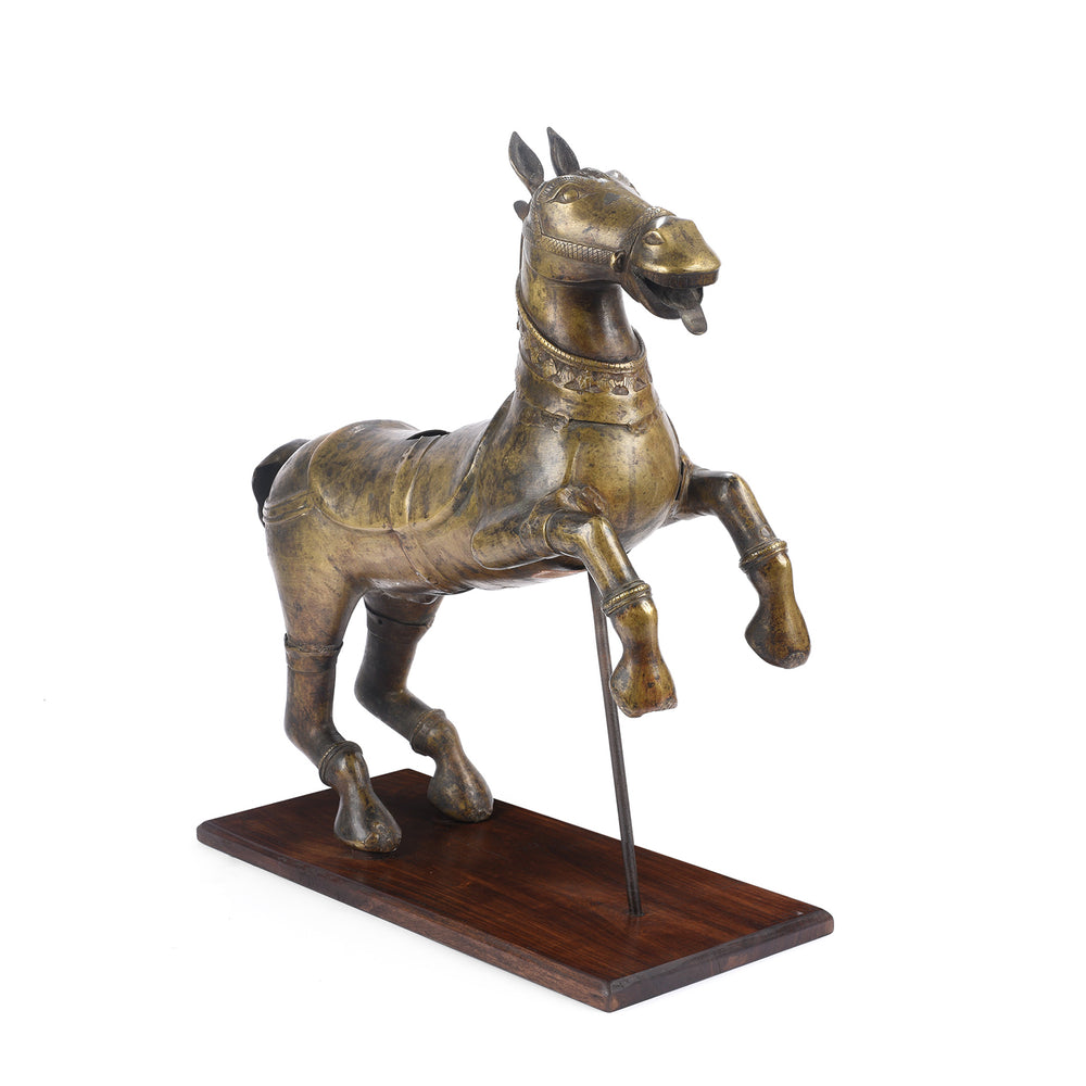 Antique Brass Uustava Murti Horse From Maharashtra or Karnataka - 19th Century | Indigo Antiques