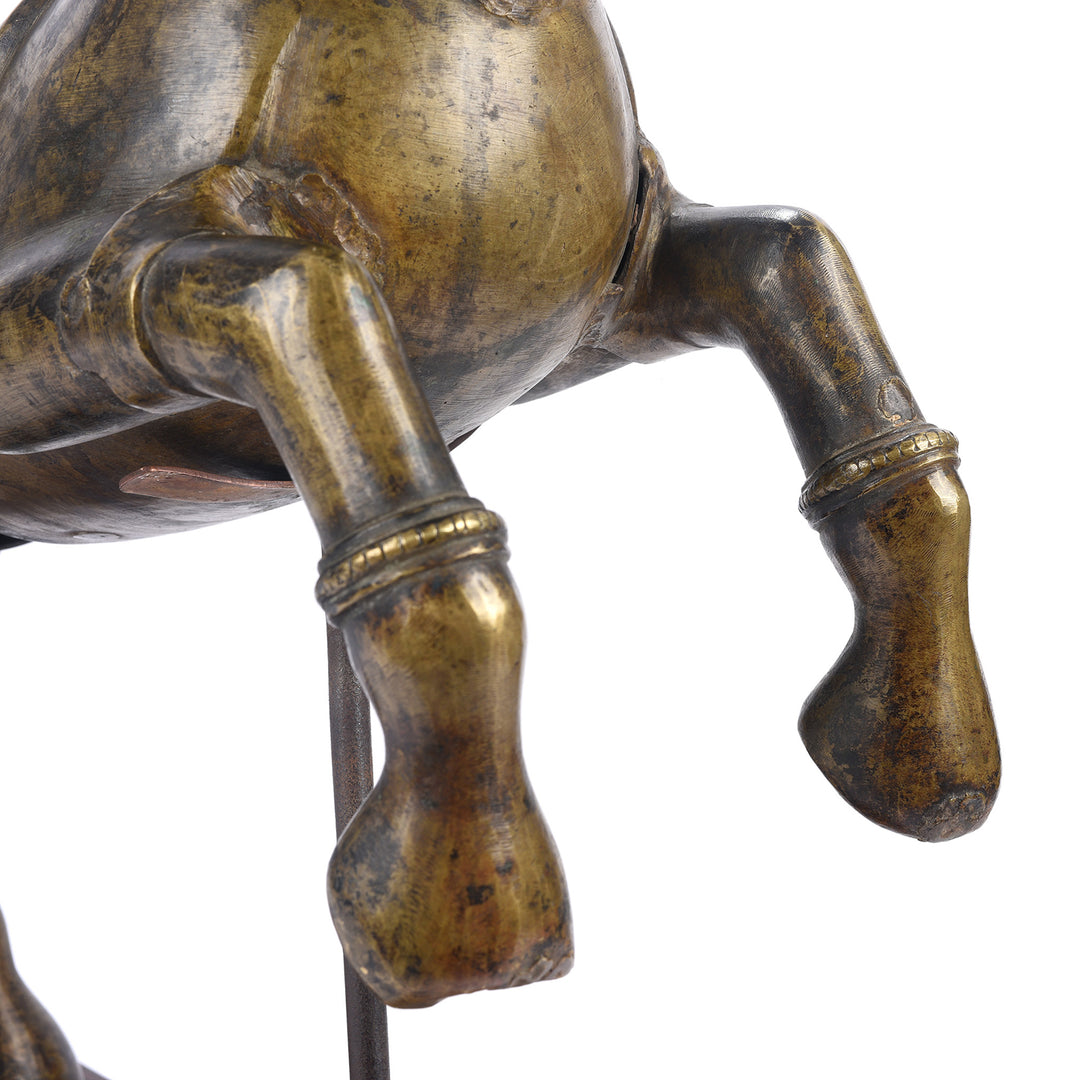 Hooves Detail From Antique Brass Uustava Murti Horse From Maharashtra or Karnataka - 19th Century | Indigo Antiques