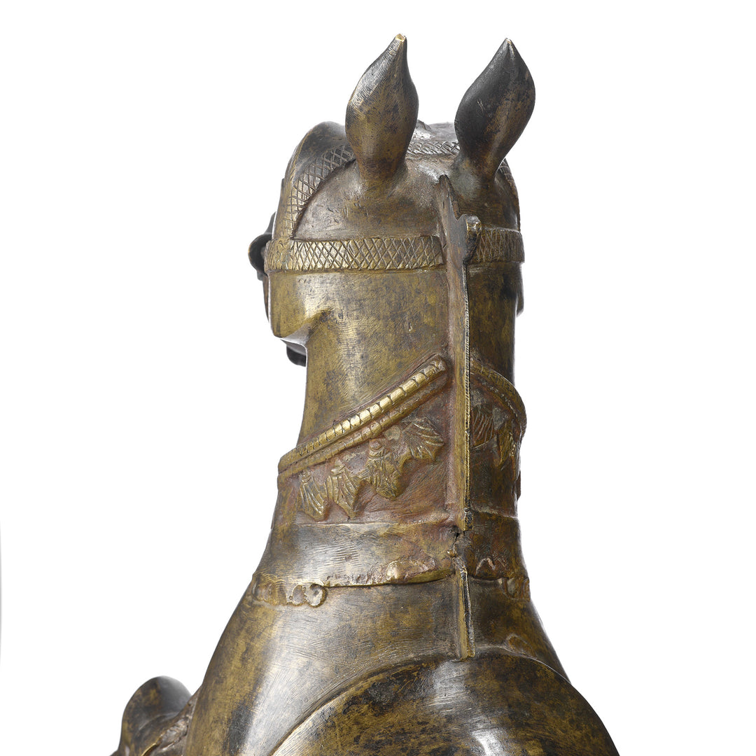 Back Detail From Antique Brass Uustava Murti Horse From Maharashtra or Karnataka - 19th Century | Indigo Antiques