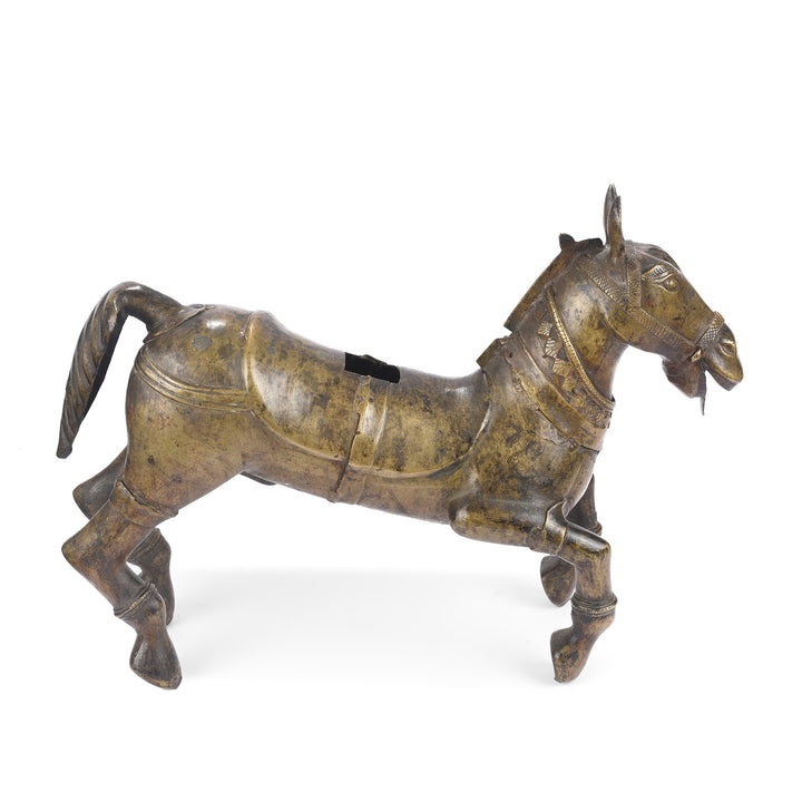 Off Stand View Of Antique Brass Uustava Murti Horse From Maharashtra or Karnataka - 19th Century | Indigo Antiques