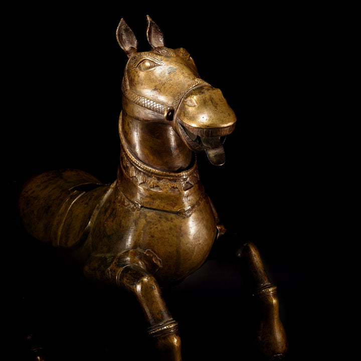 Antique Brass Uustava Murti Horse From Maharashtra or Karnataka - 19th Century | Indigo Antiques