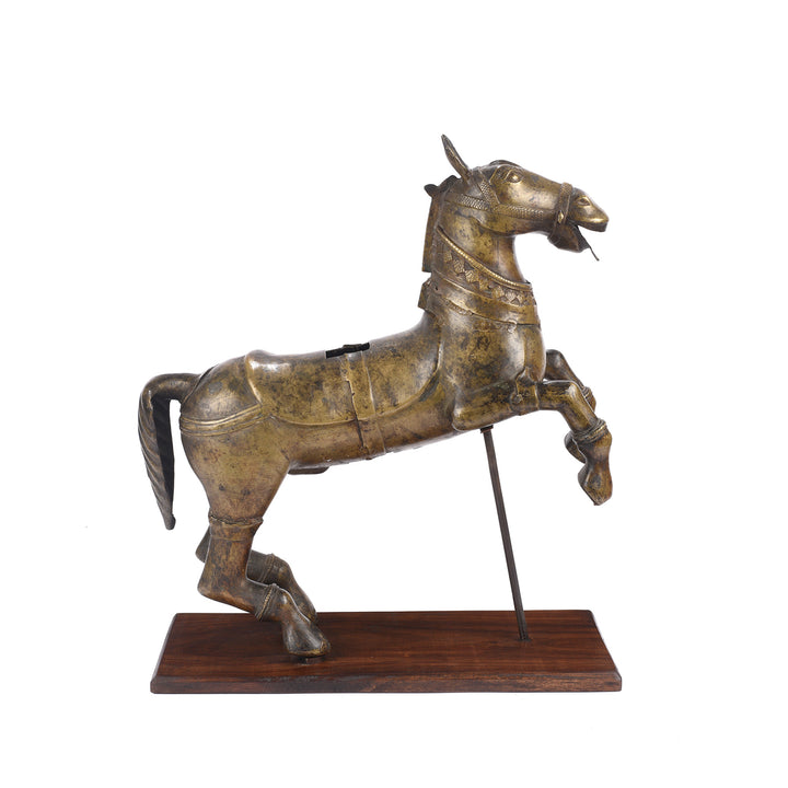Antique Brass Uustava Murti Horse From Maharashtra or Karnataka - 19th Century | Indigo Antiques