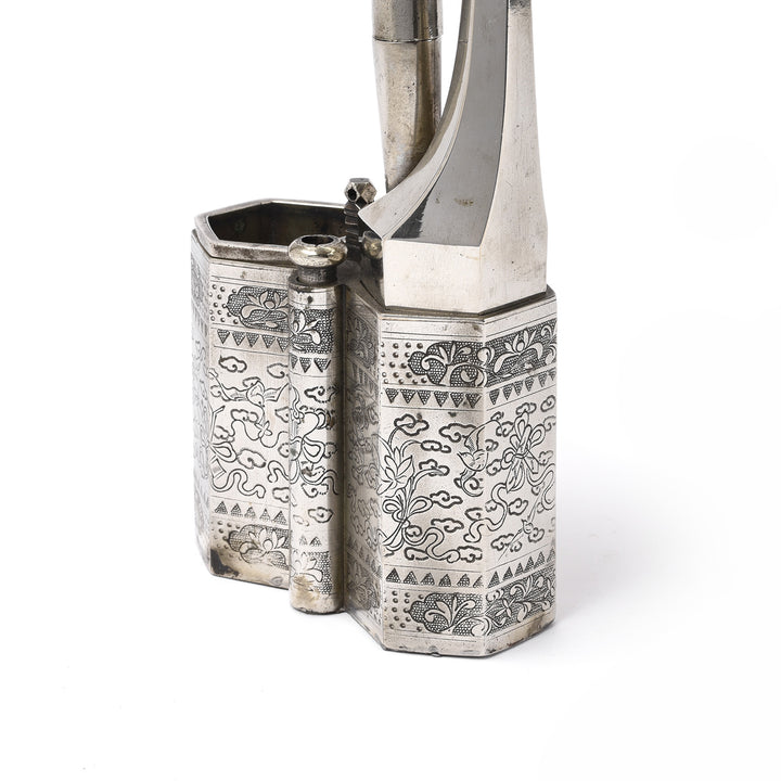 Engraving Detail From Antique Engraved Paktong Chinese Water Pipe - Ca 1900 | Indigo Antiques