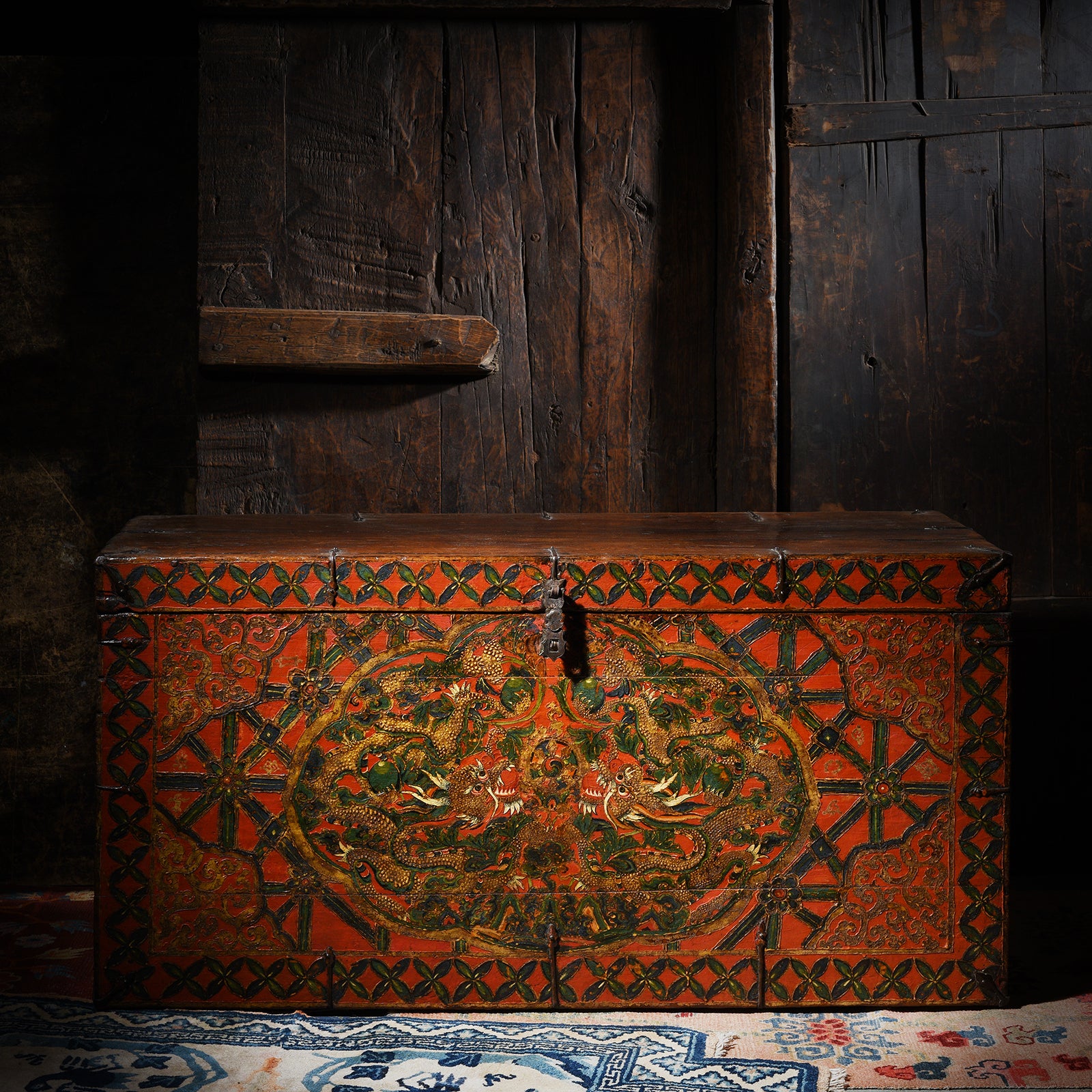 Tibetan Yak Door With Original Paint - Ca 1930 Tibetan Yak Door With Original Paint - Ca 1930