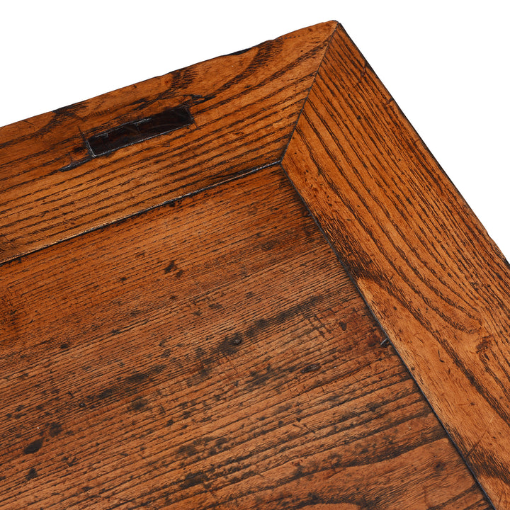 Surface Detail From Antique Elm Wine Table with Carved Drawers From Shanxi | Indigo Antiques