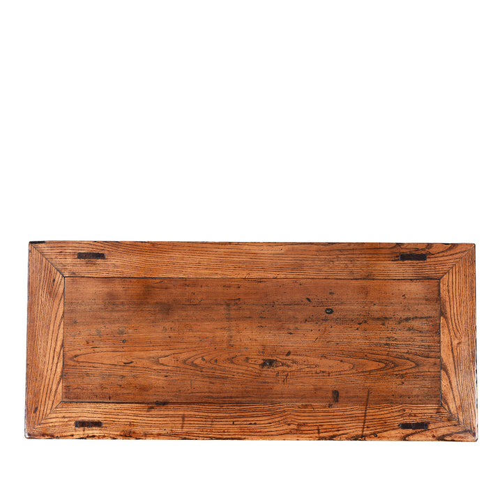 Top DOwn View Of Antique Elm Wine Table with Carved Drawers From Shanxi | Indigo Antiques