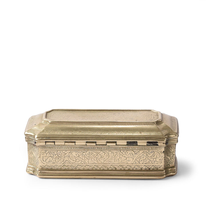 Antique Carved Brass Paan (Betelnut) Box from Rajasthan | Indigo Antiques