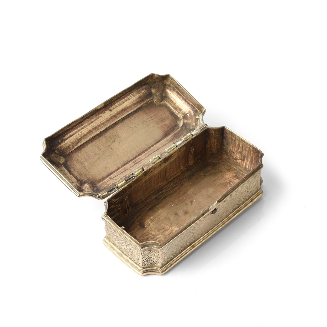 Antique Carved Brass Paan (Betelnut) Box from Rajasthan | Indigo Antiques