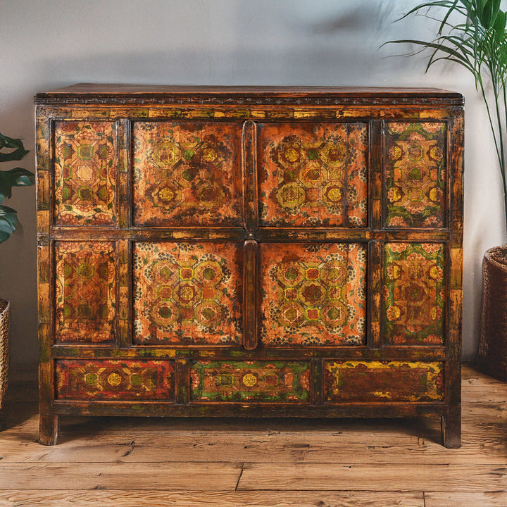 Antique Painted Altar Cabinet from Tibet  | Indigo Antiques