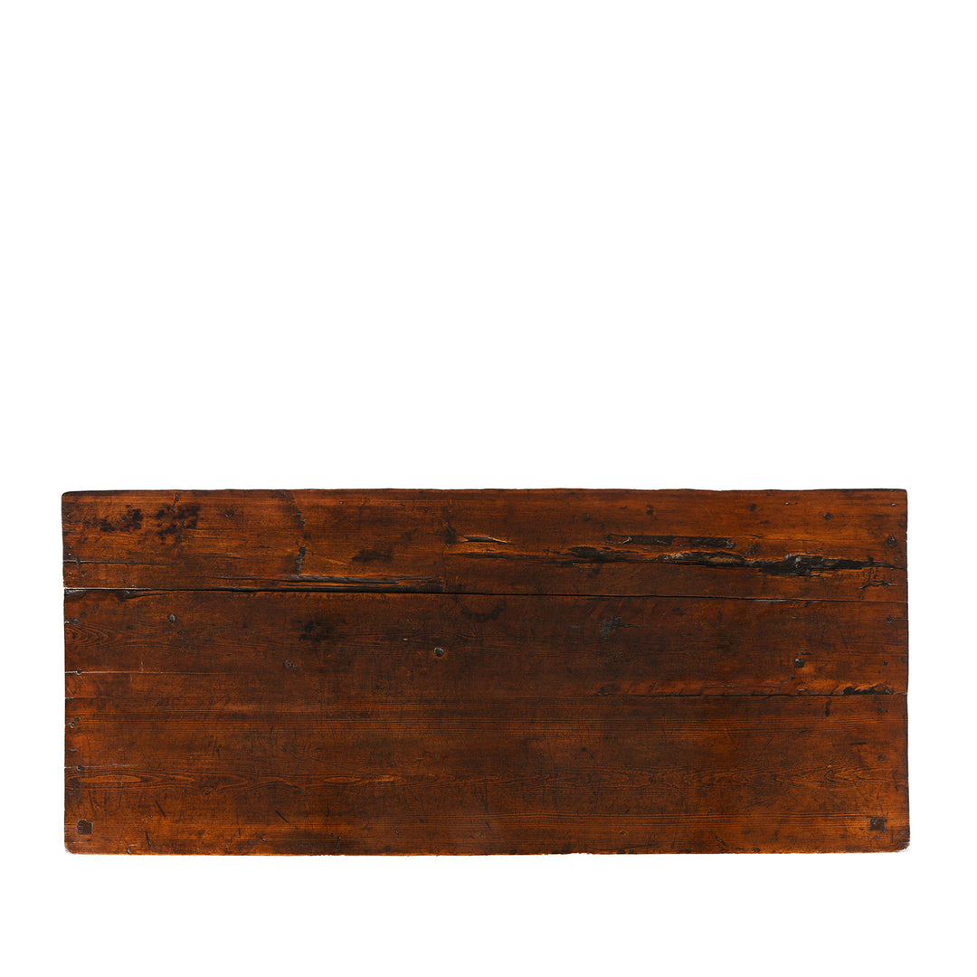 Top Down View Of Antique Painted Altar Cabinet from Tibet  | Indigo Antiques