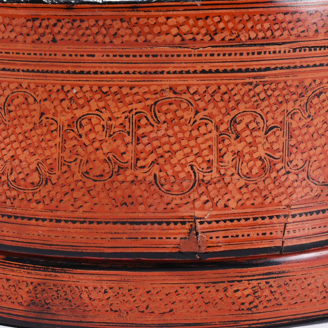 Detail From Antique Red Lacquer Burmese Betel Box | Indigo Antiques