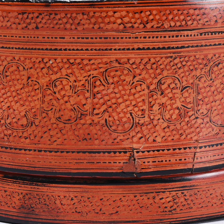 Detail From Antique Red Lacquer Burmese Betel Box | Indigo Antiques