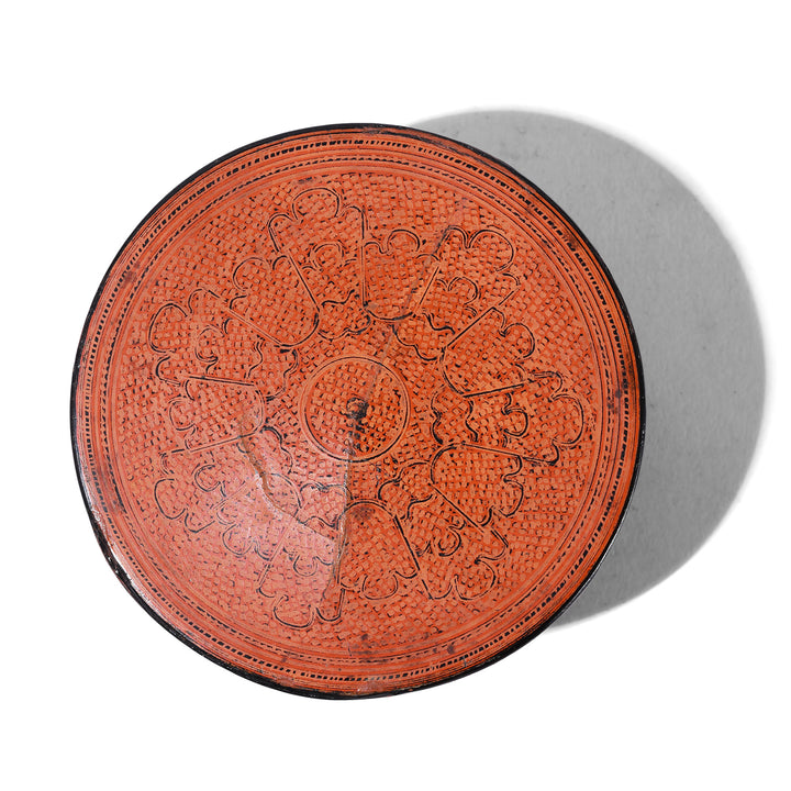 Top Down View Of Antique Red Lacquer Burmese Betel Box | Indigo Antiques