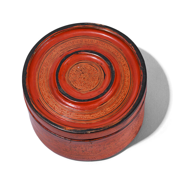 Underside Of Antique Red Lacquer Burmese Betel Box | Indigo Antiques