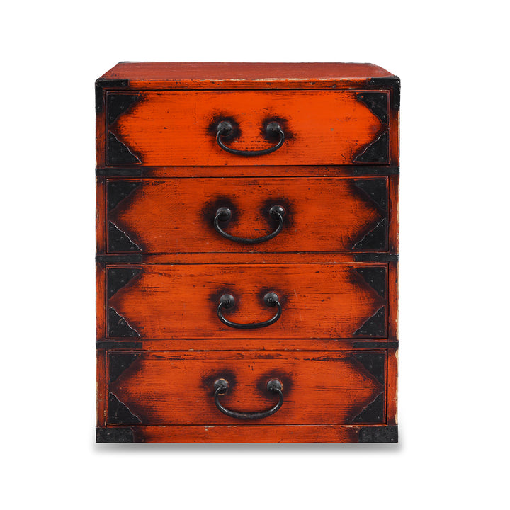 Vintage Japanese Red Negoro Dansu Chest | Indigo Antiques