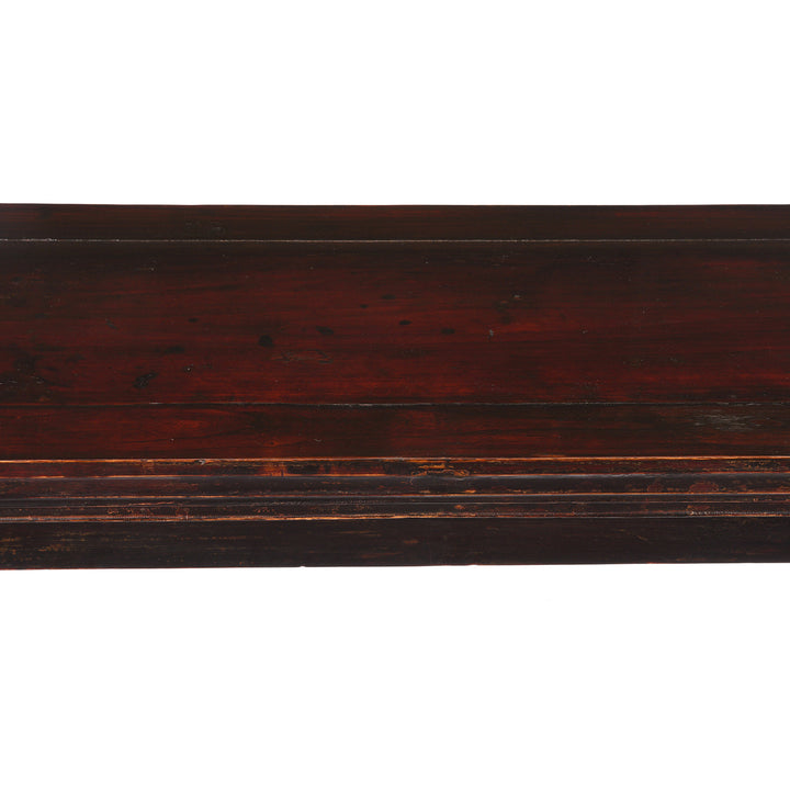 Top Detail Of Burgundy Lacquered Chinese Altar Table - 19thC | Indigo Antiques