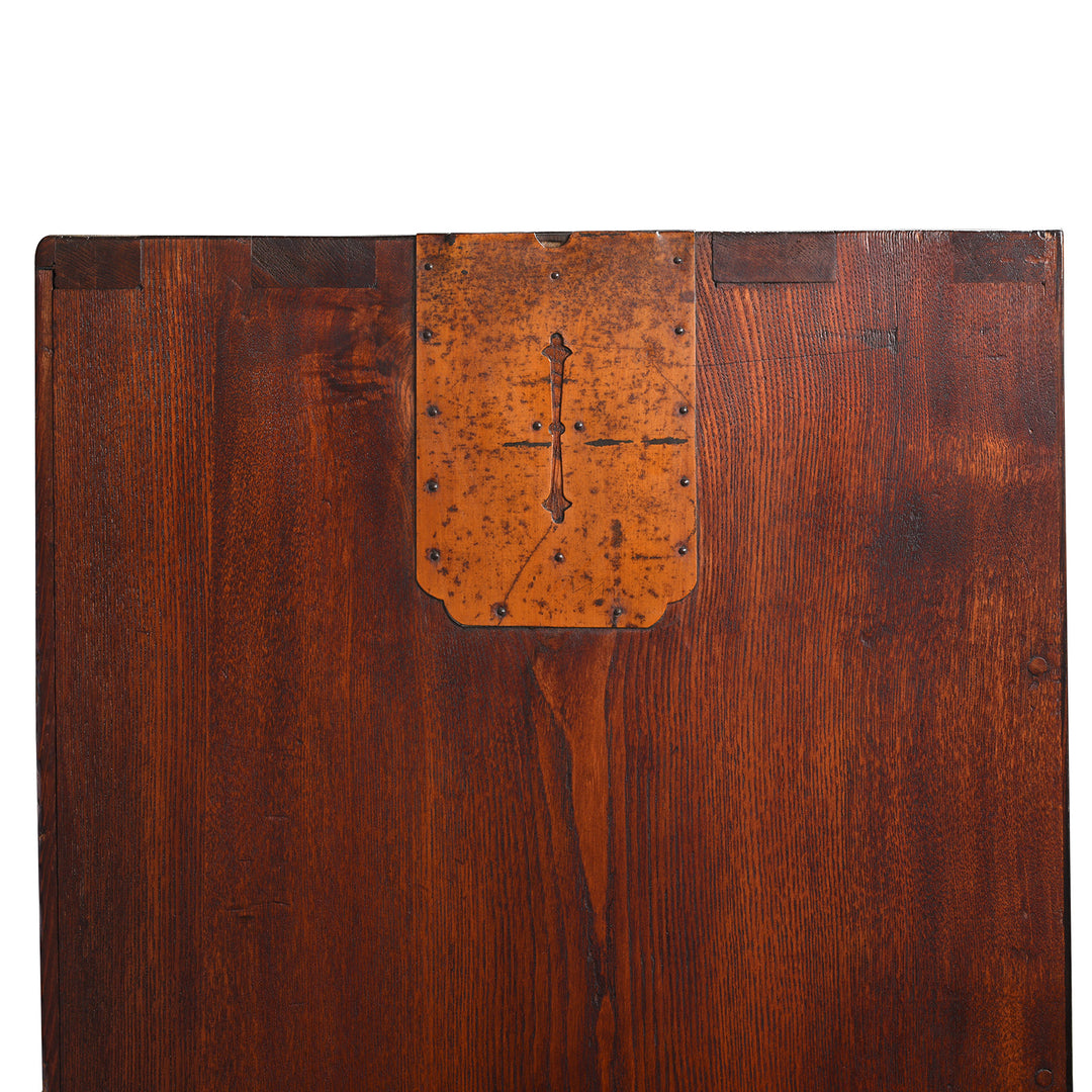 Side View Of Antique Japanese Kimono Dansu - Persimmon| Indigo Antiques