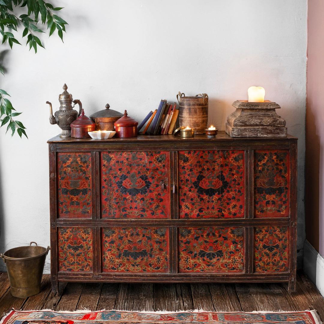 Antique Painted Altar Cabinet from Tibet - 19thC | Indigo Antiques