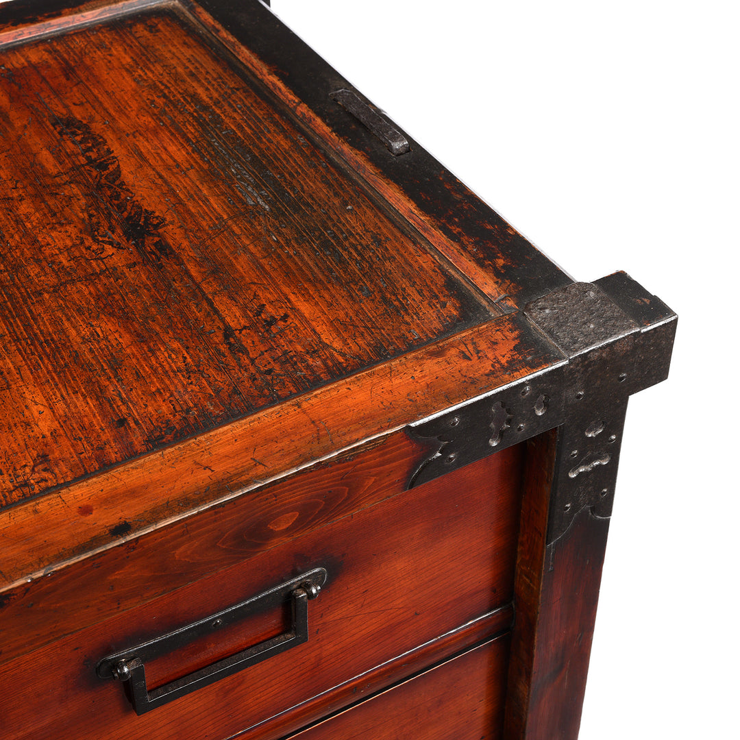 Top COrner Detail From Antique Bo Dansu From Japan Meiji Period  | Indigo Antiques