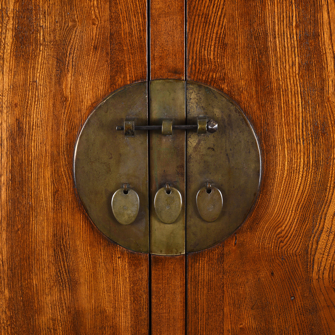 Locking Plate Detail From Antique Chinese Elm Compound Cabinet From Tianjin - 19th Century | Indigo Antiques