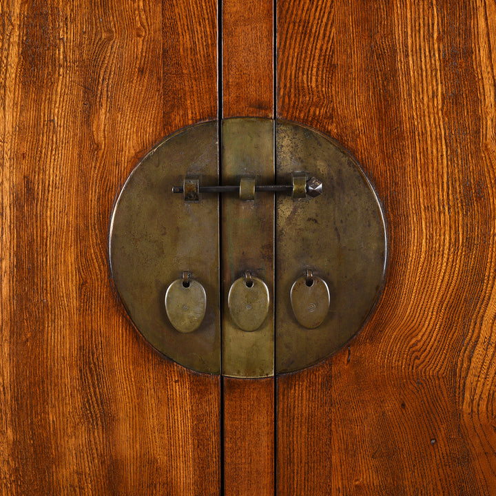 Locking Plate Detail From Antique Chinese Elm Compound Cabinet From Tianjin - 19th Century | Indigo Antiques