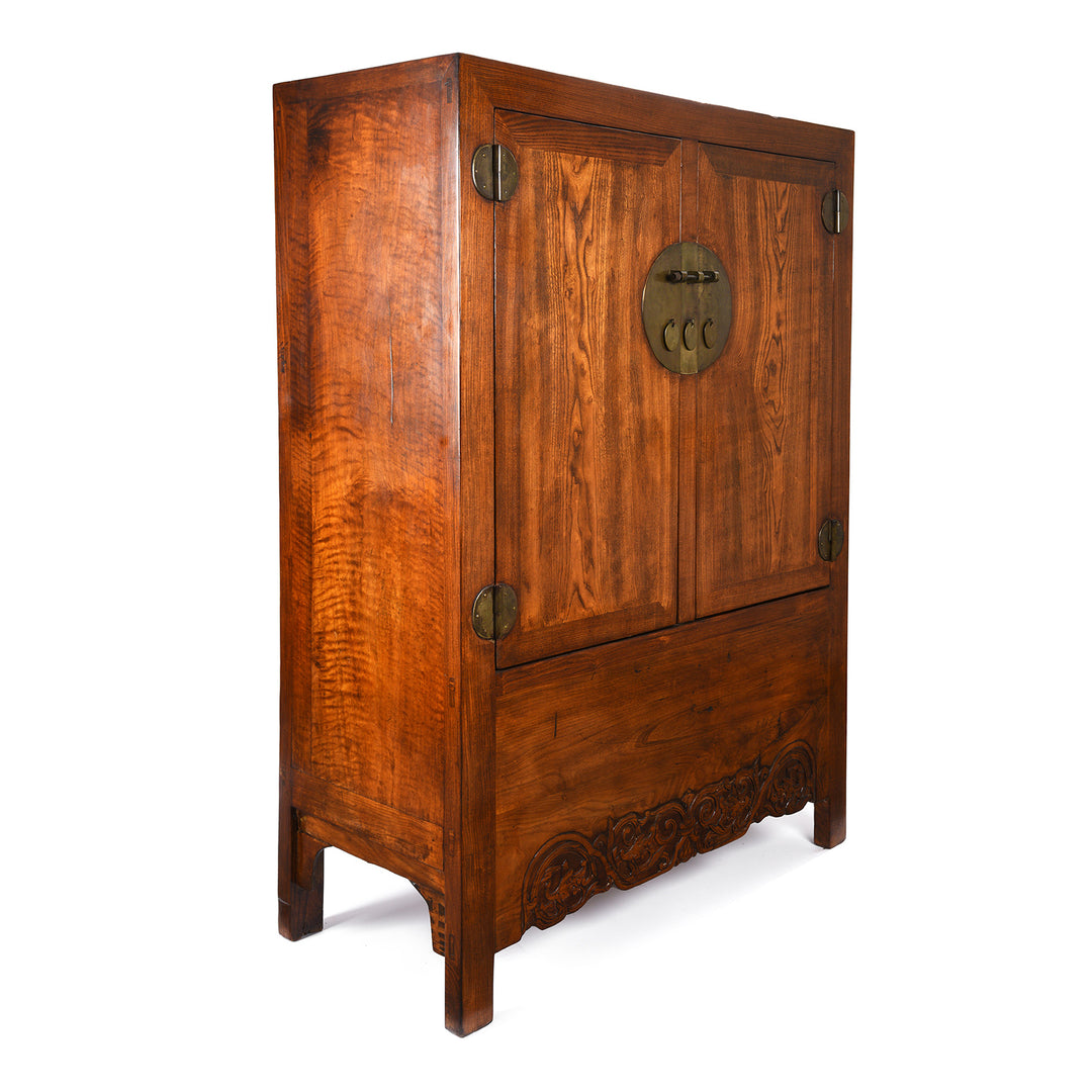 Nanmu Fir Wood on an Antique Chinese Yumu Elm Compound Cabinet & Hat Chest From Tianjin With Original Brass Hardware | Indigo Antiques