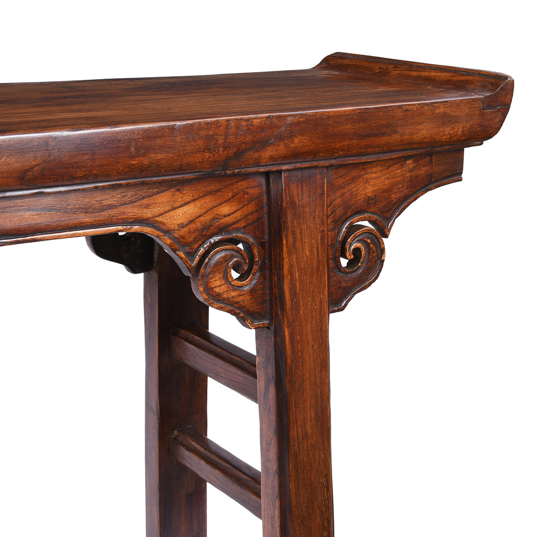 End Detail From Antique Red Elm Altar Table From Jiangsu - 19th Century | Indigo Antiques