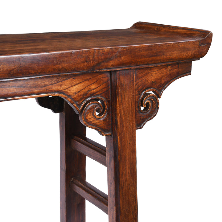 End Detail From Antique Red Elm Altar Table From Jiangsu - 19th Century | Indigo Antiques