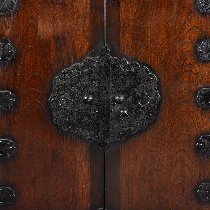 Locking plate Detail From Reproduction Korean Medicine Cabinet | Indigo Antiques