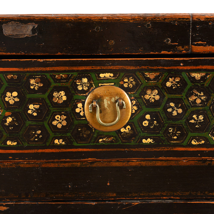 Drawer Detail From Antique Black Painted Mongolian Sideboard | Indigo Antiques