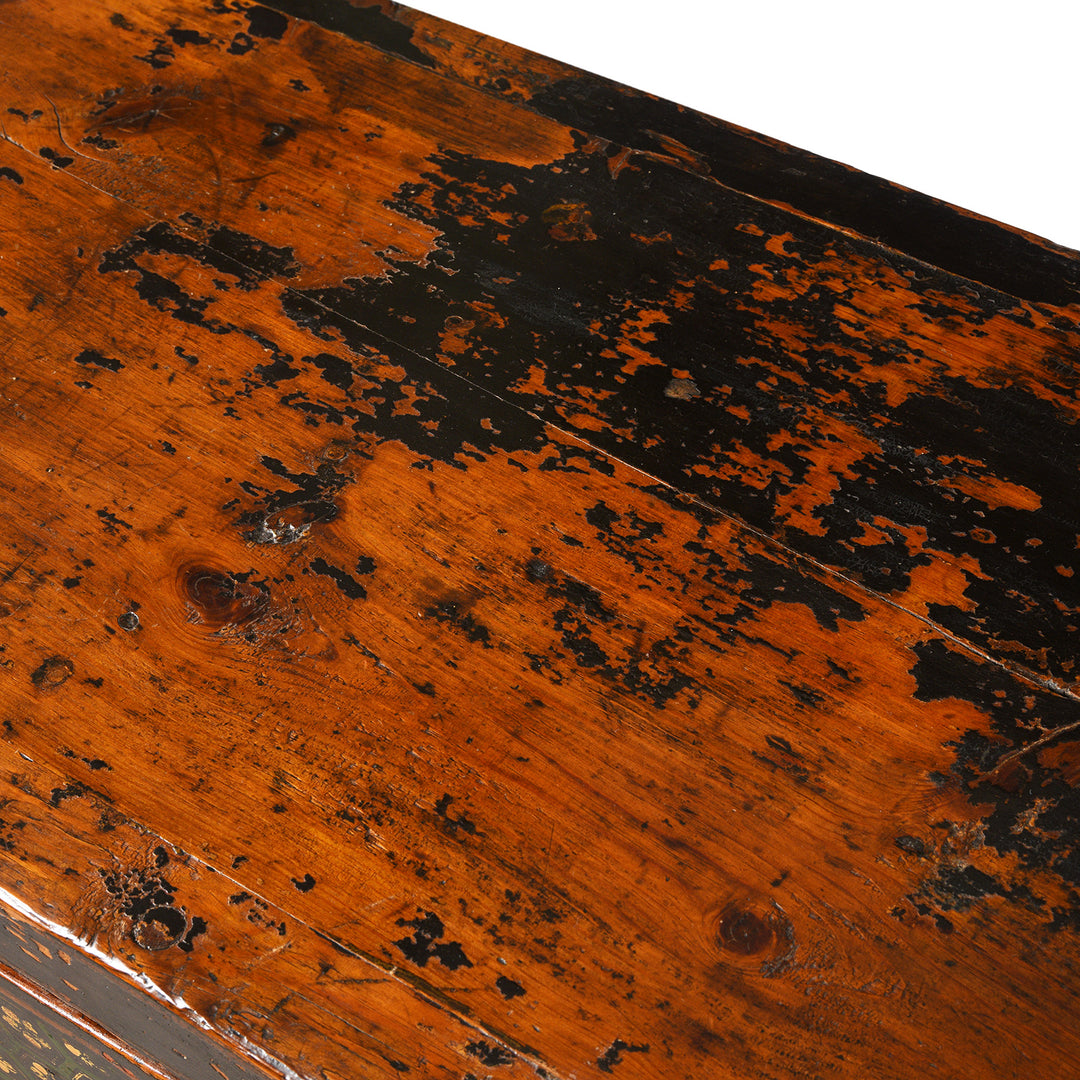 Surface Detail From Antique Black Painted Mongolian Sideboard | Indigo Antiques