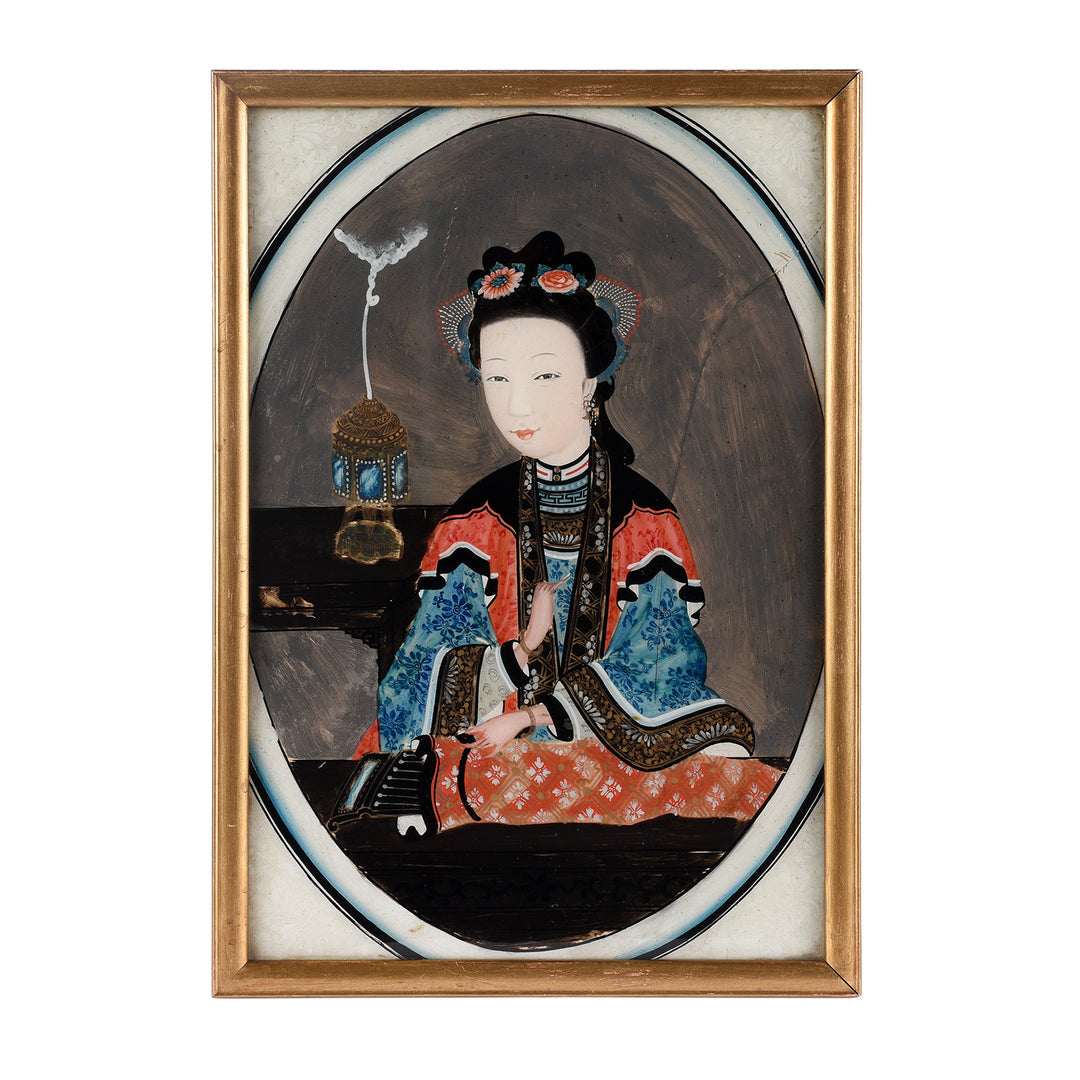 Antique Pair of Framed Reverse Glass Paintings | Indigo Antiques