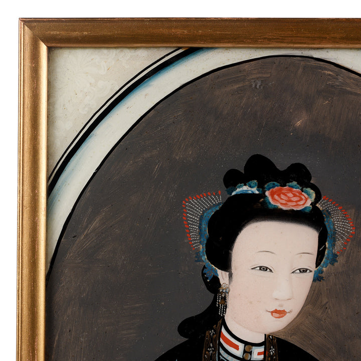 Frame Detail From Antique Pair of Framed Reverse Glass Paintings | Indigo Antiques