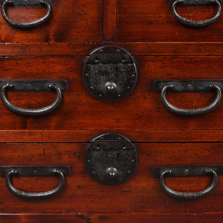 Ironwork Detail From Antique Japanese Choba Dansu From Gifu | Indigo Antiques