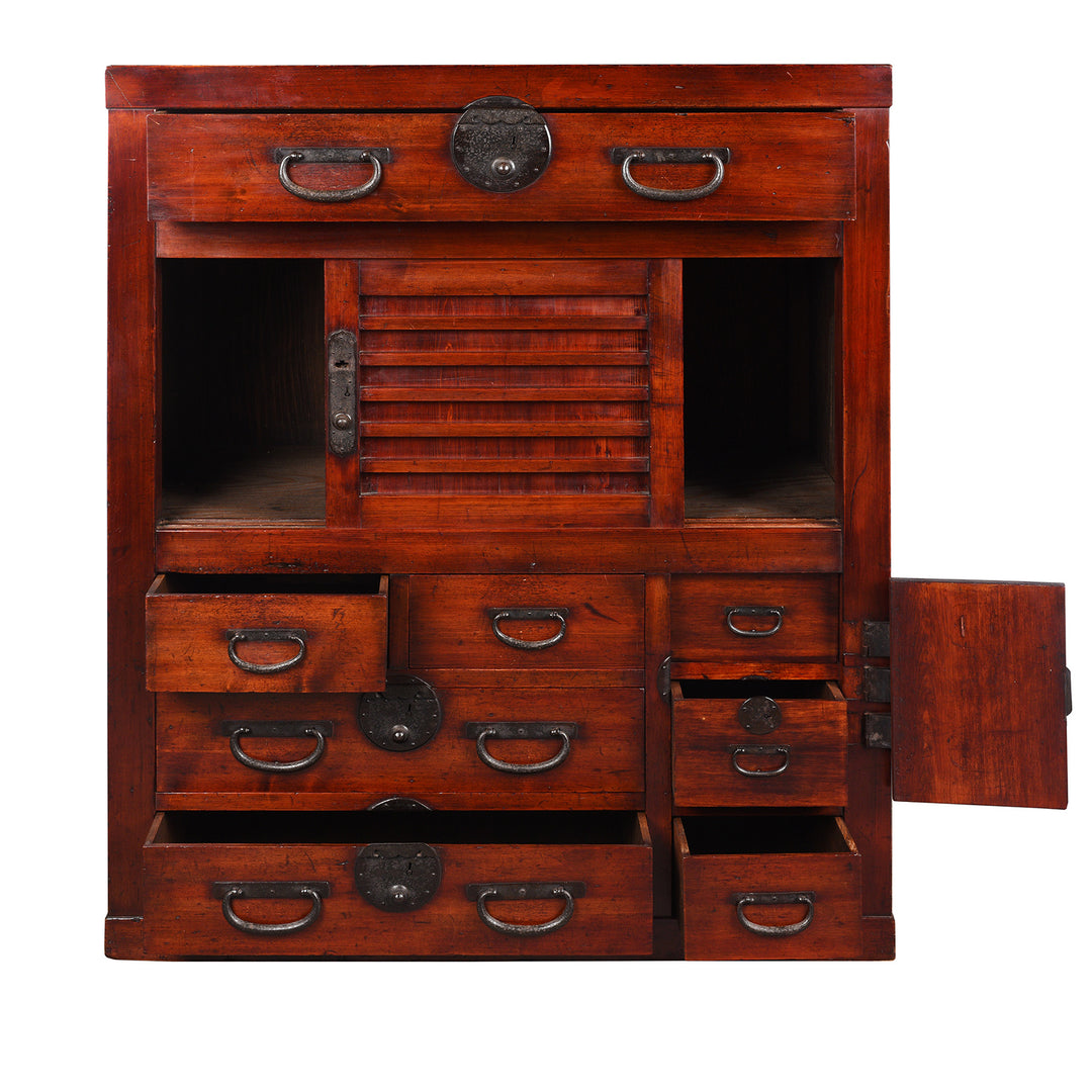 Open Doors VIew Of Antique Japanese Choba Dansu From Gifu | Indigo Antiques