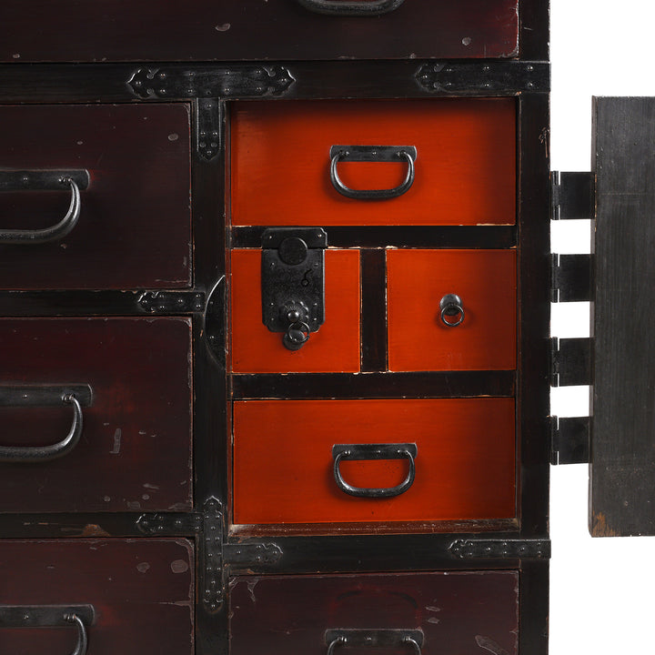 Detail From Antique Japanese Isho Dansu - Kiri & Sugi - Taisho Period | Indigo Antiques