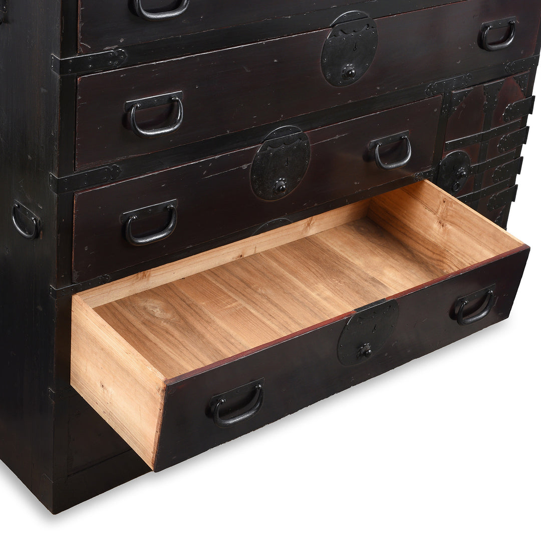 Drawer Detail From Antique Japanese Isho Dansu - Kiri & Sugi - Taisho Period | Indigo Antiques