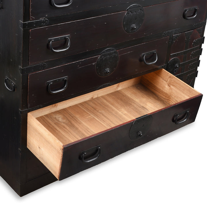 Drawer Detail From Antique Japanese Isho Dansu - Kiri & Sugi - Taisho Period | Indigo Antiques